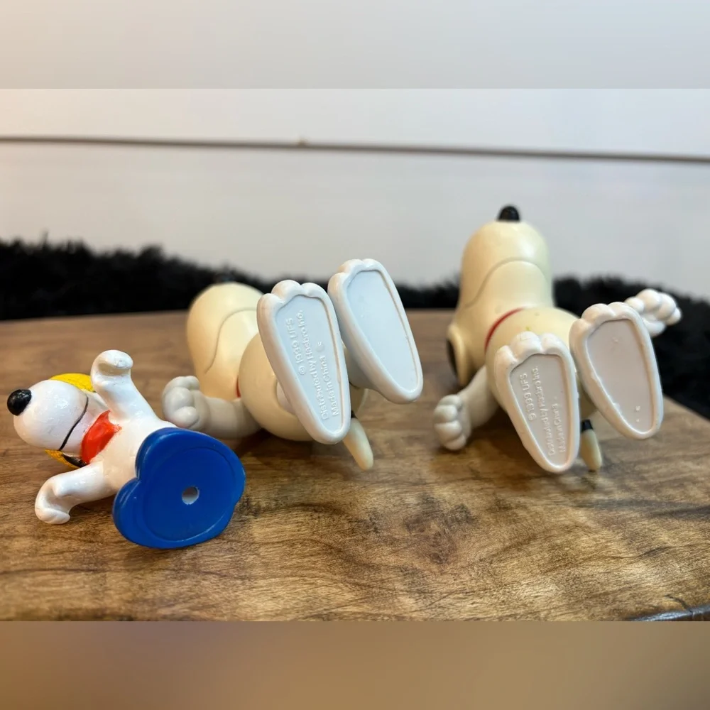 Snoopy Figurine Set of 3 Cake Toppers Cowboy Hat 1999 Hasbro Peanuts Toys